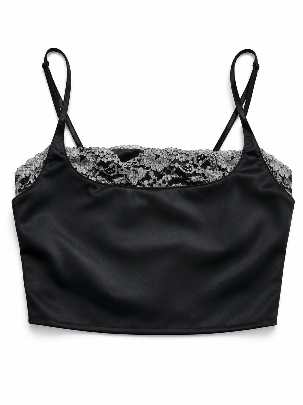 Free People intimately Black Satin Lace-Trim bralette